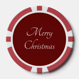 Merry Christmas Classic Script Simple Red Pokerchips