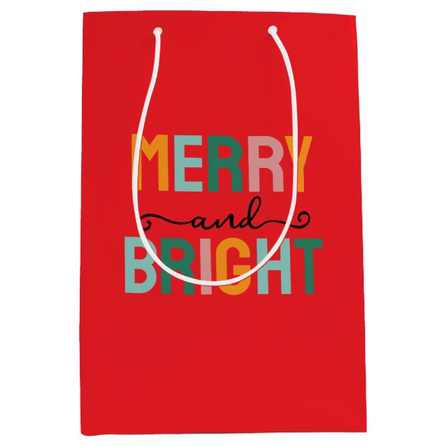 Merry Christmas Classical Unique Minimalist Plain Mittlere Geschenktüte (Vorderseite)