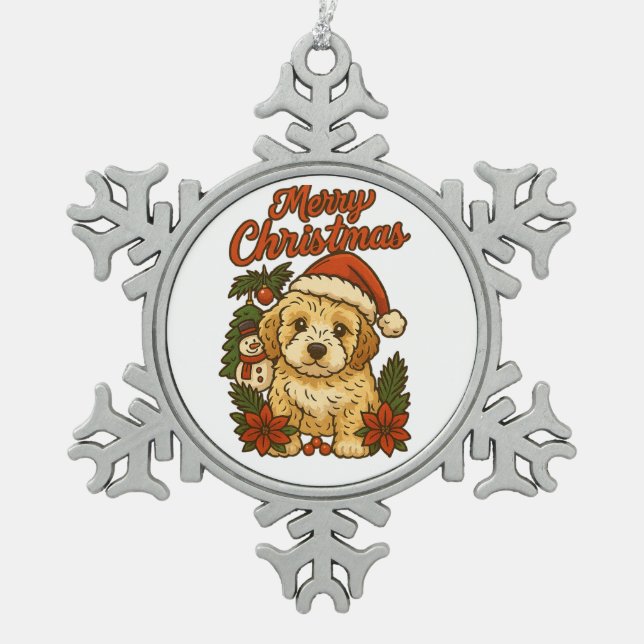 Merry Christmas Cockapoo Snowflake Framed Ornament (Vorderseite)