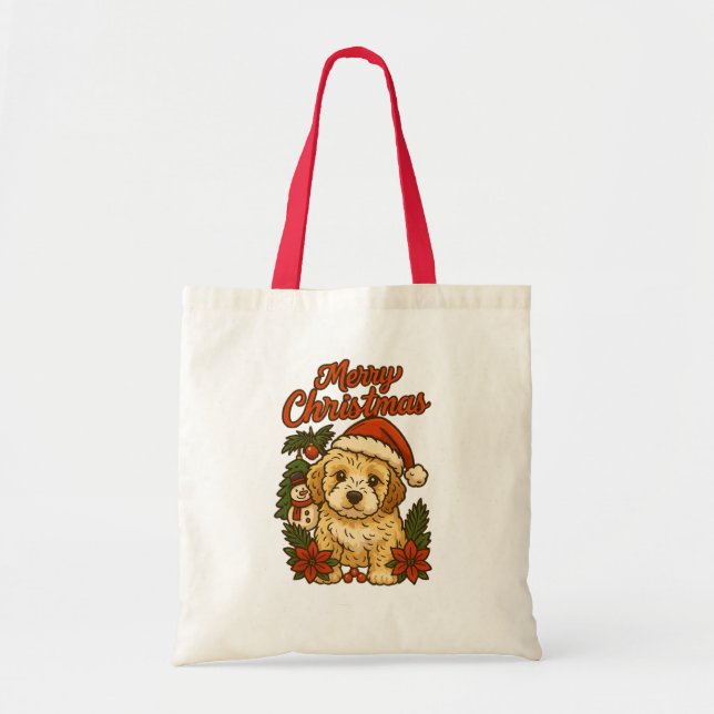 Merry Christmas Cockapoo Tote Bag Tragetasche (Vorne)
