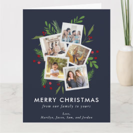 Merry Christmas Collage Custom Modern Holly Karte