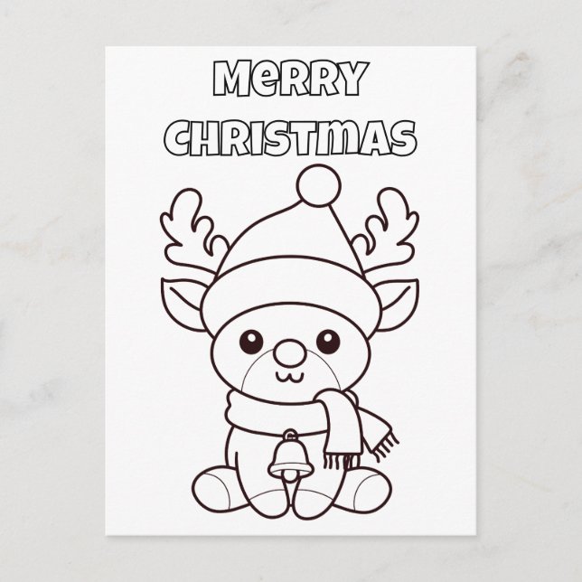 Merry Christmas Color Me Reindeer  Postkarte (Vorderseite)