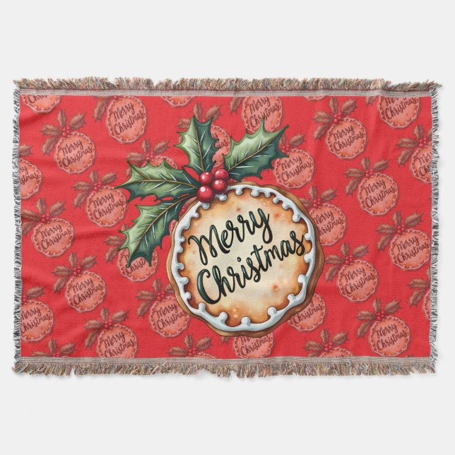 Merry Christmas Cookie with Holly Berries Red Decke (Vorderseite)