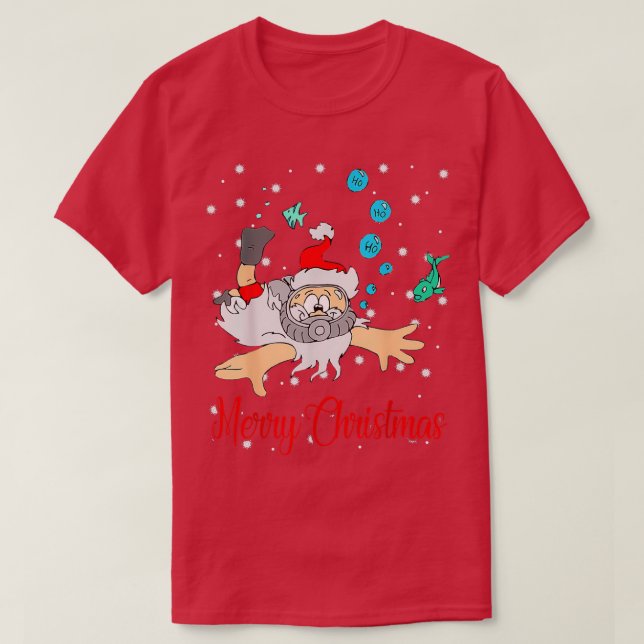 Merry Christmas Cool Christmas Santa Scuba Diving  T-Shirt (Design vorne)
