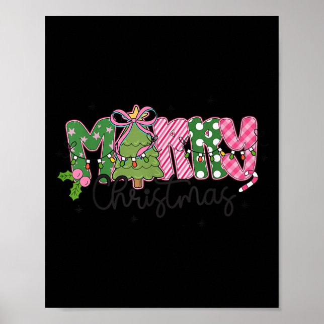 Merry Christmas Coquette Bow Family Xmas Men Women Poster (Vorne)