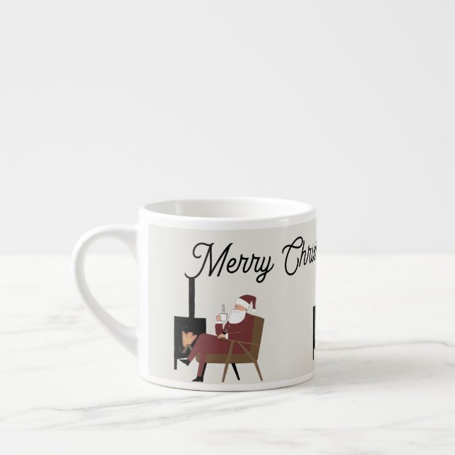 Merry Christmas Cozy Santa Fireplace Espresso Mug  Espressotasse (Links)