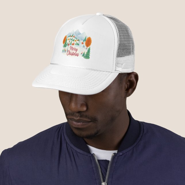 Merry Christmas Cozy Winter Village Trucker Hat Truckerkappe (Beispiel)