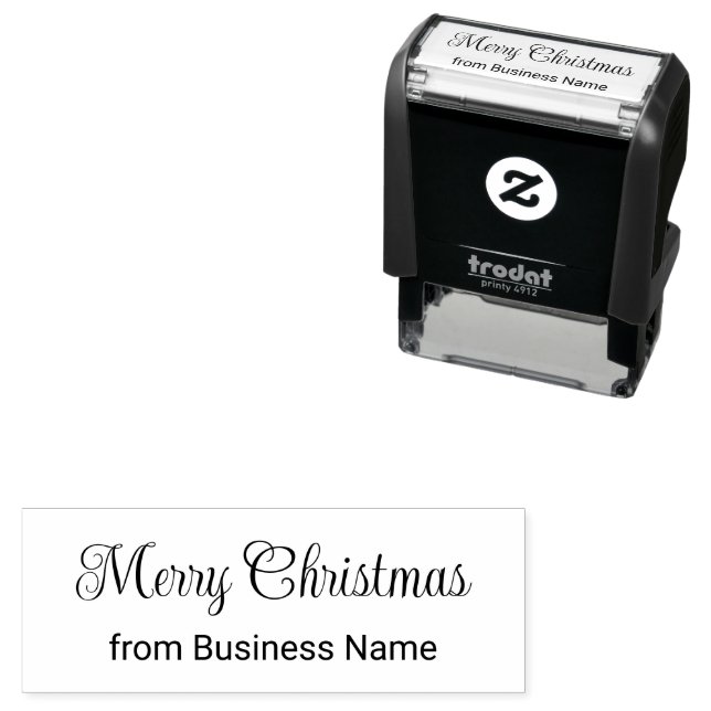 Merry Christmas Cursive Script from Business Name Permastempel (Beispiel)