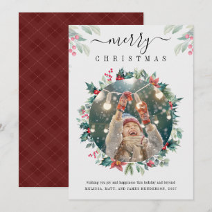 Merry Christmas Custom Foto Mistletoe Feiertagskarte