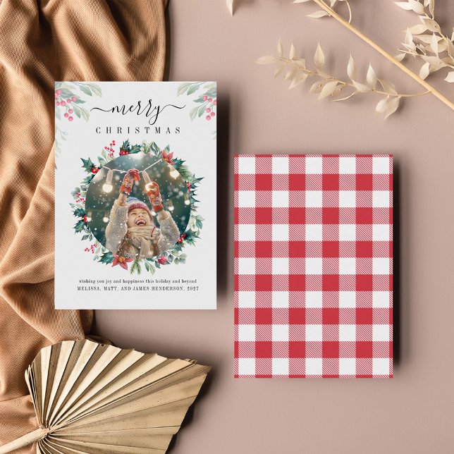 Merry Christmas Custom Foto Mistletoe Mitteilungskarte (Von Creator hochgeladen)