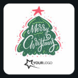 Merry Christmas Custom Logo Business Quadratischer Aufkleber<br><div class="desc">Merry Christmas Custom Logo Business</div>