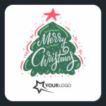 Merry Christmas Custom Logo Business Quadratischer Aufkleber<br><div class="desc">Merry Christmas Custom Logo Business</div>