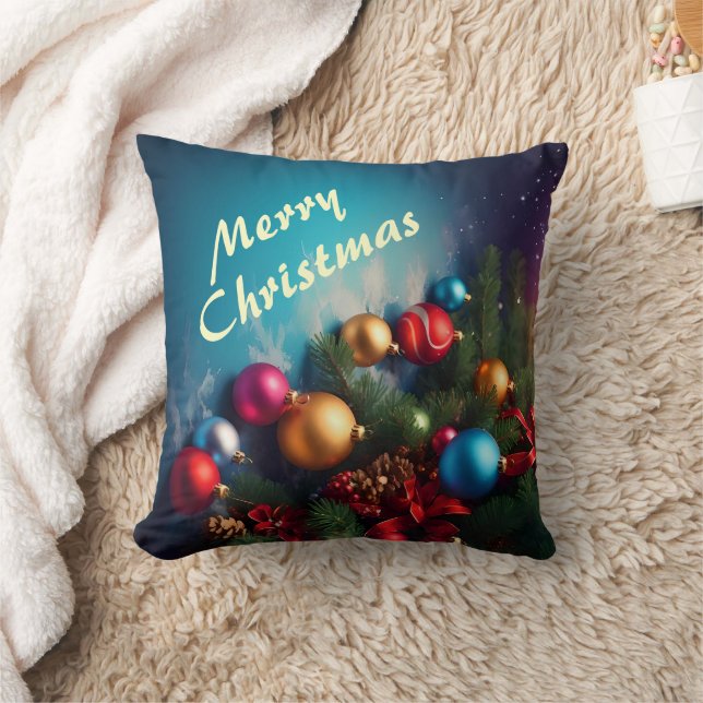 Merry Christmas Custom Personalize Text Kissen (Decke)