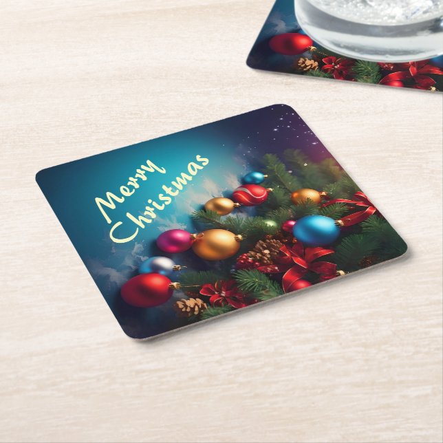 Merry Christmas Custom Personalize Text Rechteckiger Pappuntersetzer (angewinkelt)