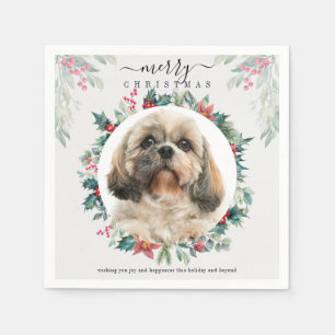 Merry Christmas Custom Pet Portrait Paper Serviette
