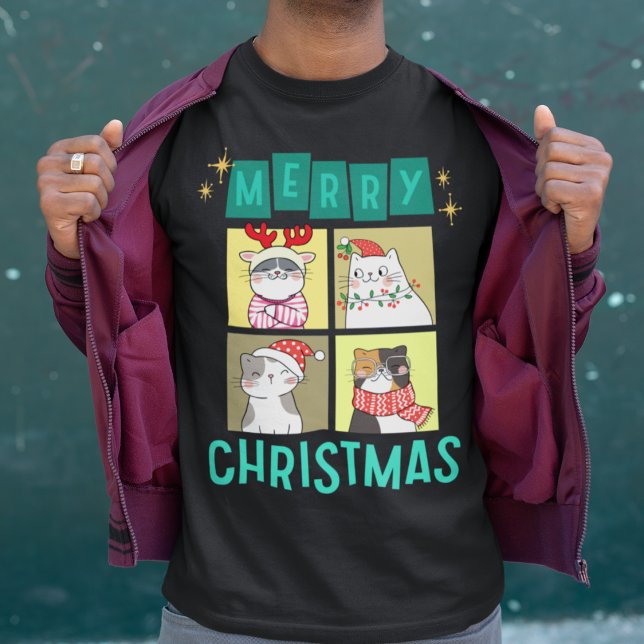 Merry Christmas Cute Christmas Cats T-Shirt (Von Creator hochgeladen)