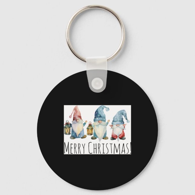 Merry Christmas Cute Christmas Gnomes T Shirt  Schlüsselanhänger (Vorderseite)