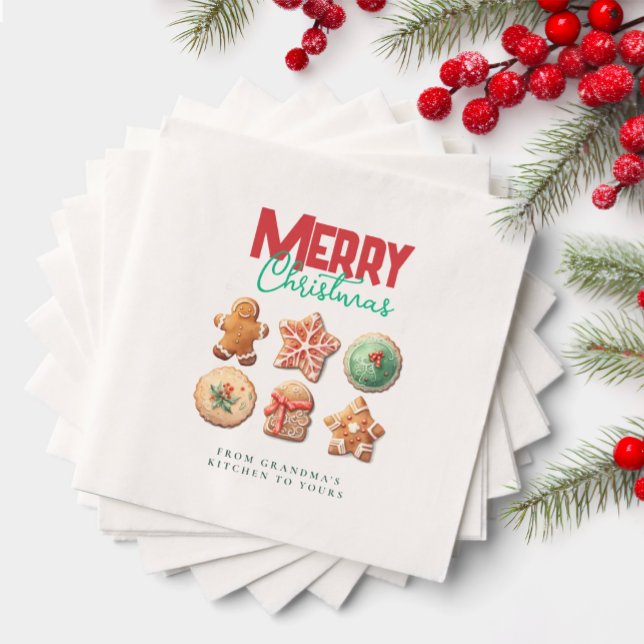 Merry Christmas Cute Cookies Holiday Baking Party Serviette (Von Creator hochgeladen)