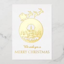 Merry Christmas Cute Custom Santa Sleigh and Trees Folieneinladung