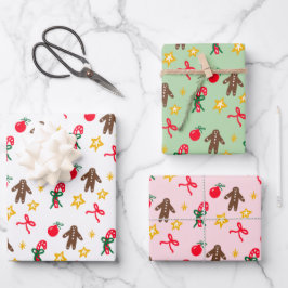 Merry Christmas Cute Doodle Whimsical Pattern  Geschenkpapier Set