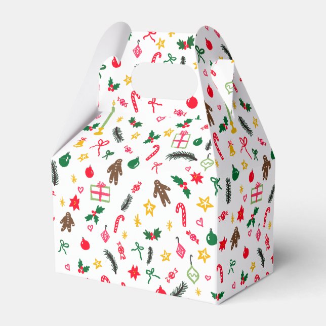 Merry Christmas Cute Doodle Whimsical Pattern  Geschenkschachtel (Vorderseite)
