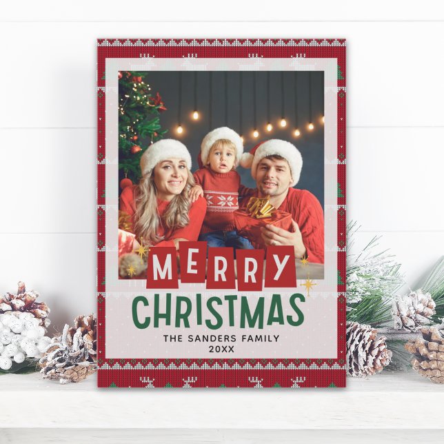 Merry Christmas Cute Family  Photo Card Einladung (Von Creator hochgeladen)