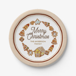 Merry Christmas Cute Gingerbread Cookies Custom Pappteller
