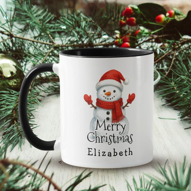 Merry Christmas Cute Happy Snowman Kids Winter Kaffeetasse (Von Creator hochgeladen)