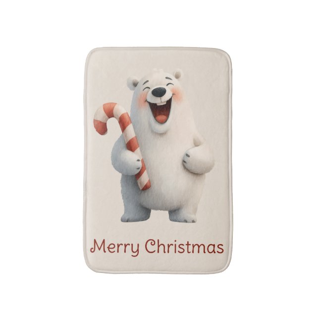 Merry Christmas Cute Polar Bear Design Badematte (Vorderseite Vertikal)