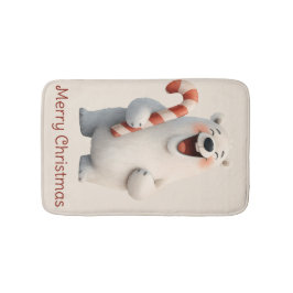 Merry Christmas Cute Polar Bear Design Badematte