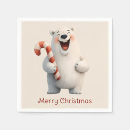 Merry Christmas Cute Polar Bear Design Serviette