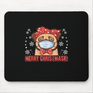 Merry Christmas Cute Pug Dog Breed Furry Mousepad