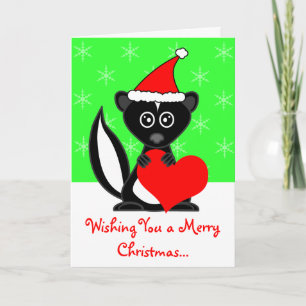 Merry Christmas Cute Skunk Greeting Card Feiertagskarte