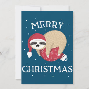 Merry Christmas Cute Sloth Funny Santa Women Girls Einladung