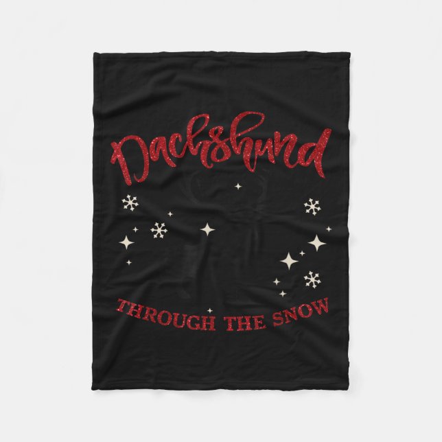 Merry Christmas Dachshund Dog Through The Snow  Fleecedecke (Vorderseite)