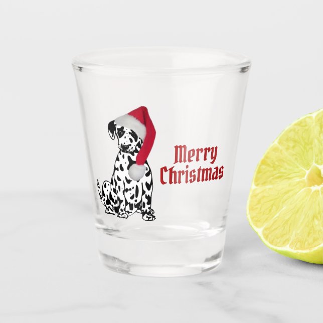 Merry Christmas Dalmatian Schnapsglas (Vorderseite)