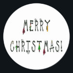 Merry Christmas Decoration Runder Aufkleber<br><div class="desc">Frohe Weihnachten Holly mit Red Candles Holiday Schriftart Typographic Image auf dem Produkt. Dieses anpassbare Bild sieht auf jedem Produkt festlich aus.</div>