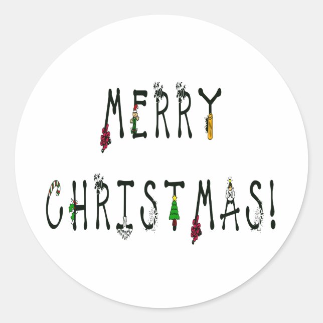 Merry Christmas Decoration Runder Aufkleber (Vorderseite)