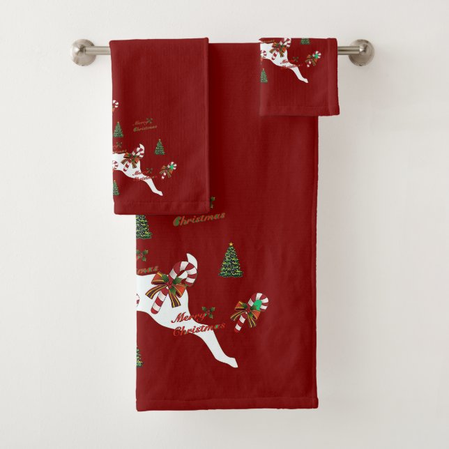 Merry Christmas Deer Dk Red Holiday  (En situation)