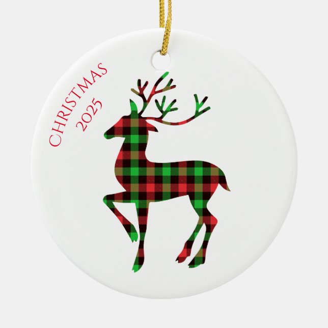 Merry Christmas Deer Keramik Ornament (Vorne)