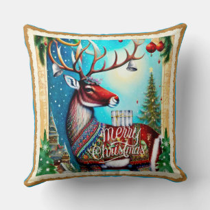 MERRY CHRISTMAS DEER KISSEN