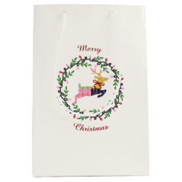 Merry Christmas Deer Medium Gift Bag Mittlere Geschenktüte