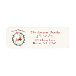 Merry Christmas Deer with Wreath Customize Address