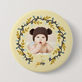 Merry Christmas Deer with Wreath Yellow Keepsake Button