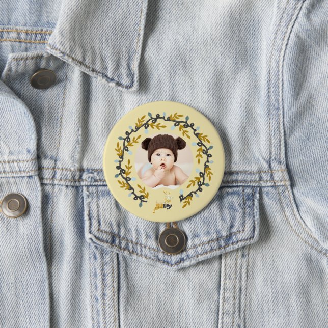 Merry Christmas Deer with Wreath Yellow Keepsake Button (Beispiel)