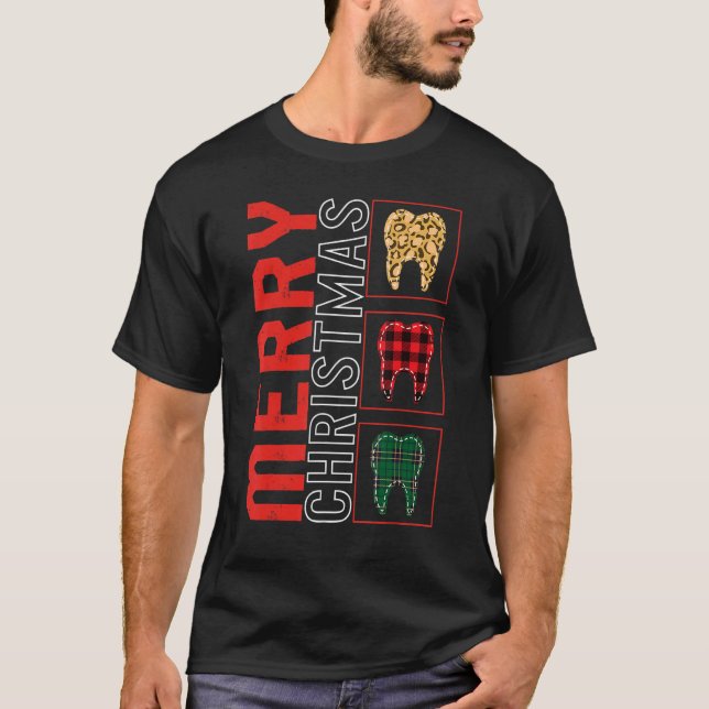 Merry Christmas Dental Hygiene Dentist Tooth Docto T-Shirt (Vorderseite)