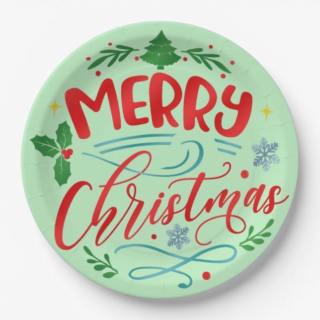 Merry Christmas Design Pappteller (Vorderseite)