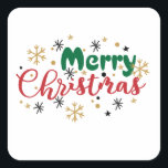 Merry Christmas Design Quadratischer Aufkleber<br><div class="desc">Fröhliches Weihnachtsdesign,  Weihnachten,  fröhliche Weihnachten,  Weihnachten,  Weihnachten,  lustige Ferien,  Ferien,  Weihnachten,  Heiterkeit,  Winter,  niedlich,  Schnee,  Weihnachtsfeiern,  Feiertage,  Pullover,  Vintage,  lustige Weihnachten,  fröhliche Weihnachten,  Schnee,  Spaß,  Feste,  Urlaub,  Weihnachten,  Zuhause allein,  Weihnachten,  que,  viktorianisch, </div>