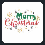 Merry Christmas Design Quadratischer Aufkleber<br><div class="desc">Fröhliches Weihnachtsdesign,  Weihnachten,  fröhliche Weihnachten,  Weihnachten,  Weihnachten,  lustige Ferien,  Ferien,  Weihnachten,  Heiterkeit,  Winter,  niedlich,  Schnee,  Weihnachtsfeiern,  Feiertage,  Pullover,  Vintage,  lustige Weihnachten,  fröhliche Weihnachten,  Schnee,  Spaß,  Feste,  Urlaub,  Weihnachten,  Zuhause allein,  Weihnachten,  que,  viktorianisch, </div>