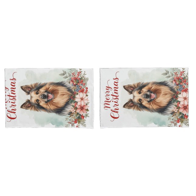 Merry Christmas Dog Cozy Winter Bedroom Bedding Kissenbezug (Vorderseite-Set)